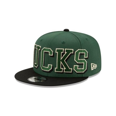Milwaukee Bucks Gorra | New Era NBA Block Font 9fifty Snapback Cap Mexico - Verdes